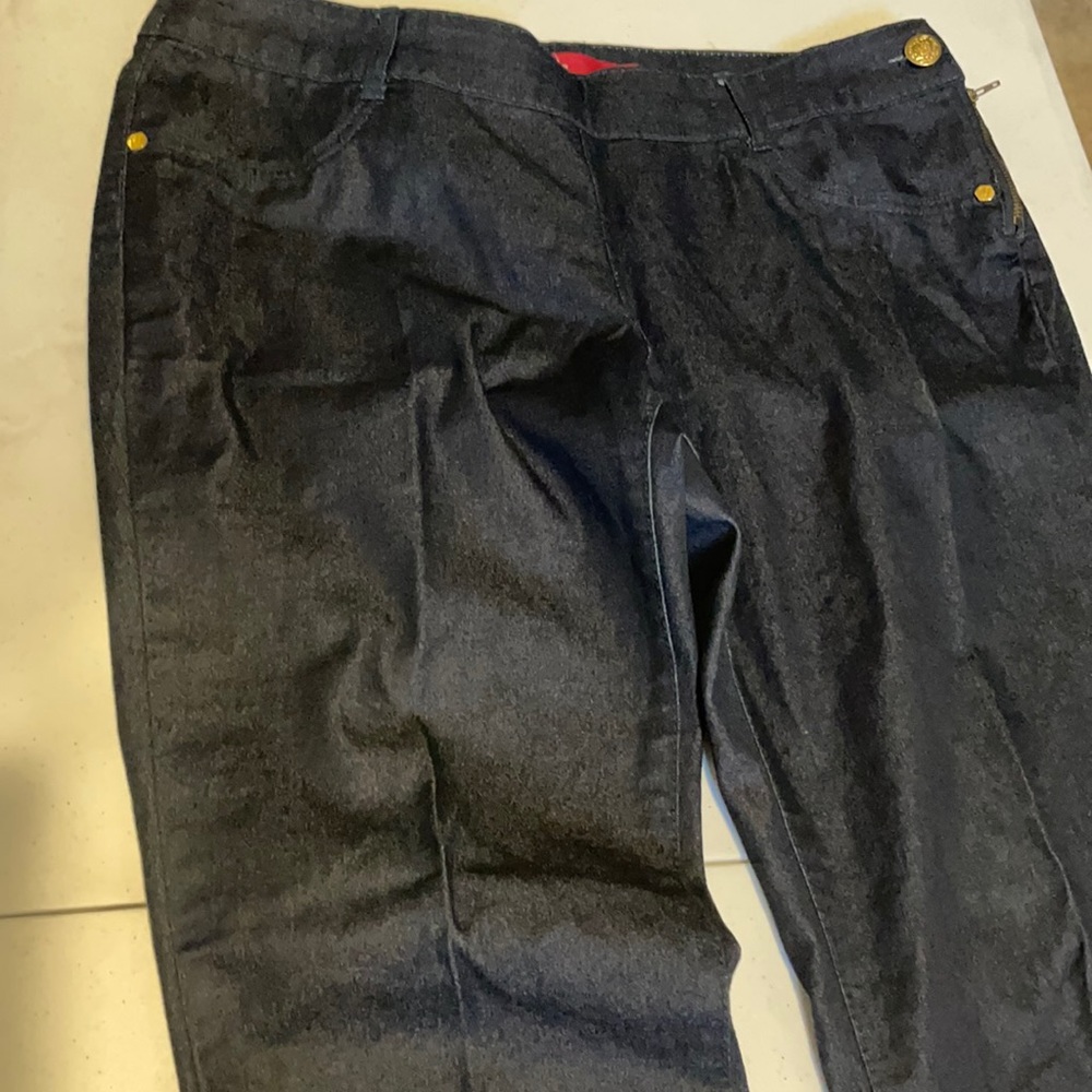 Jean stirrup leggings.